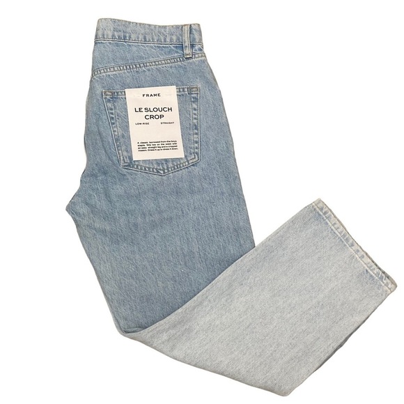 NEW FRAME Le Slouch Crop Split Screen Denim Jeans Size 27 - Picture 2 of 10